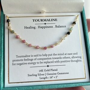 NIB Shivam tourmaline and 14k gold plated necklace